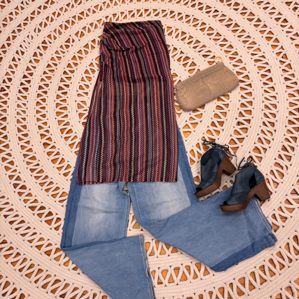3 Way Convertible Stripe Crochet Strapless Top-Dress, Maxi Skirt ,‎